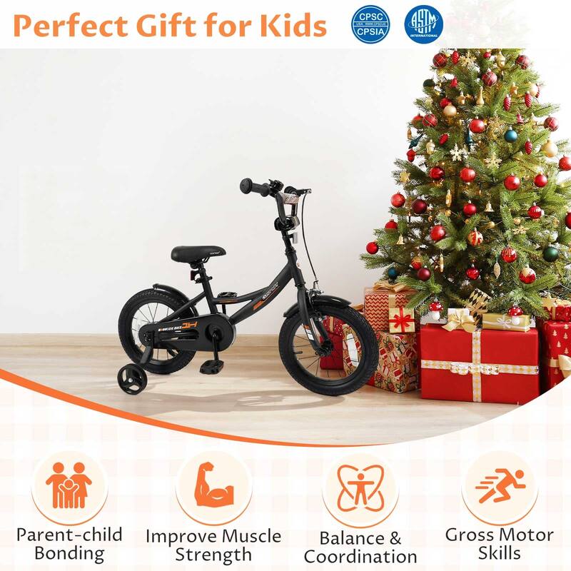 Costway 14" Kids Bike with Removable Training Wheels Adjustable Seat & - See Details