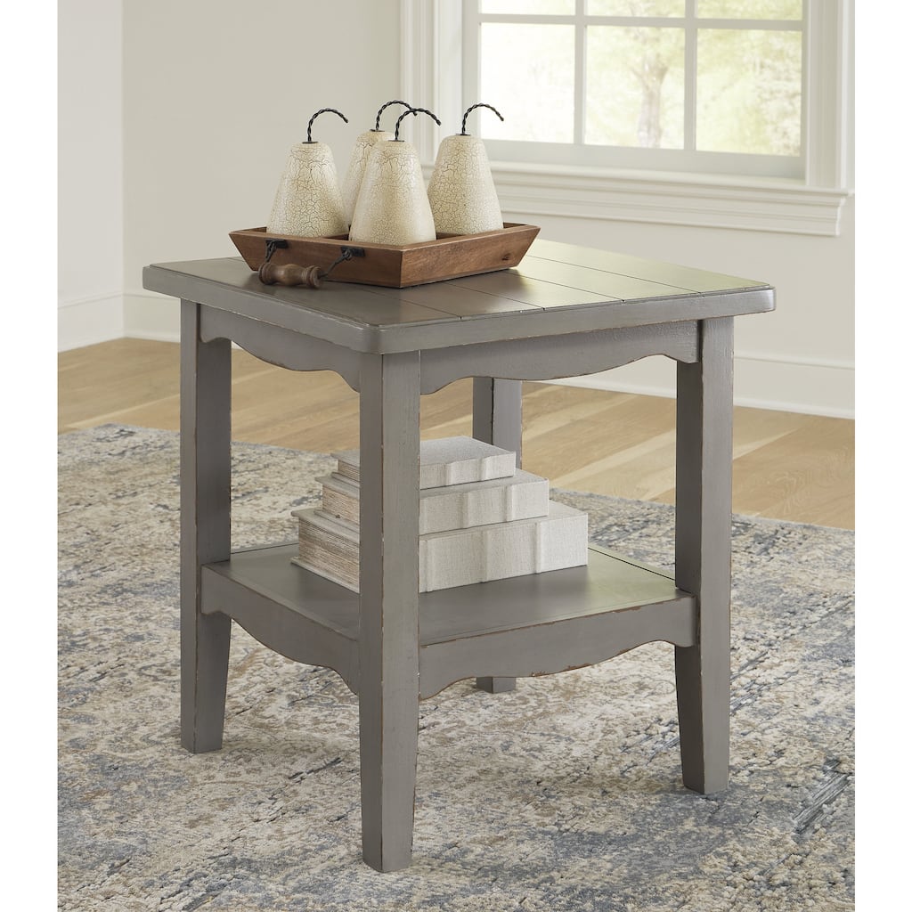 Signature Design by Ashley Charina Antique Gray Square End Table - 24"W x 24"D x 26"H