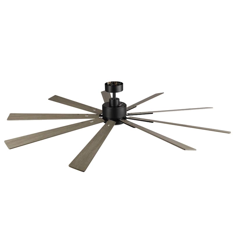 72" Farmhouse Black Integrated LED Windmill Ceiling Fan with Light and Remote