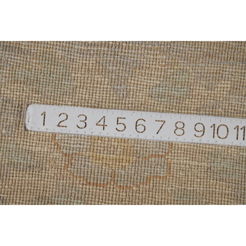 Hand Knotted Oriental 100% Wool Carpet Transitional All-Over Beige & Ivories Oushak Area Rug - 13' 8'' X 9' 10''