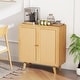 preview thumbnail 4 of 8, Gymax Bamboo Buffet Cabinet w/ PE Rattan Doors Freestanding Kitchen