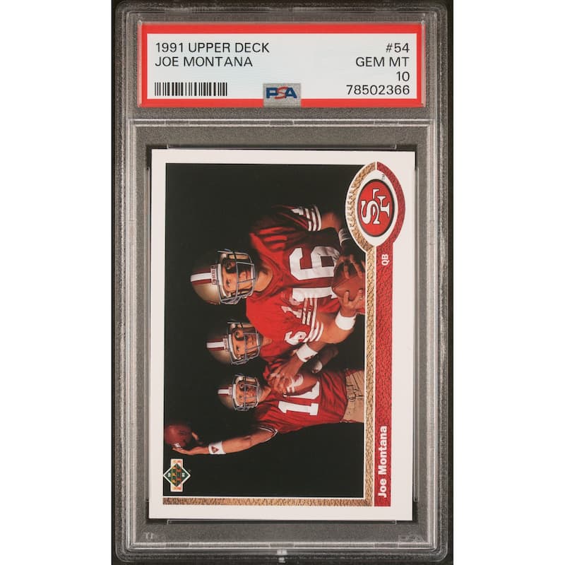Joe Montana 1991 Upper Deck Football Card #54 Graded PSA 10 - 8'6" x 11'6"
