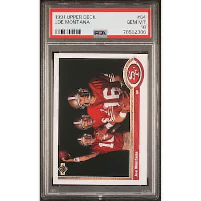 Joe Montana 1991 Upper Deck Football Card #54 Graded PSA 10 - 8'6" x 11'6"
