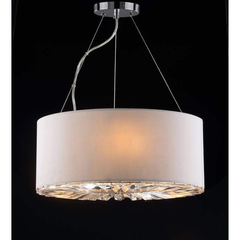 SAFAVIEH Lighting Aslog Adjustable 3-Light Chrome Pendant - 15.75"x15.75"x14.25 - 80.25" - Chrome/Cream - 16Wx16Dx80H