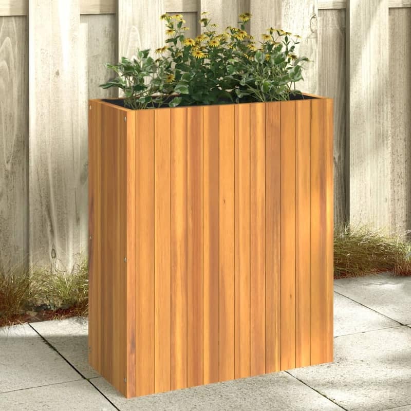 vidaXL Garden Planter Natural Solid Acacia wood 23.2 x 10.8 x 27.6 in - 10.8 x 23.2 x 27.6 in