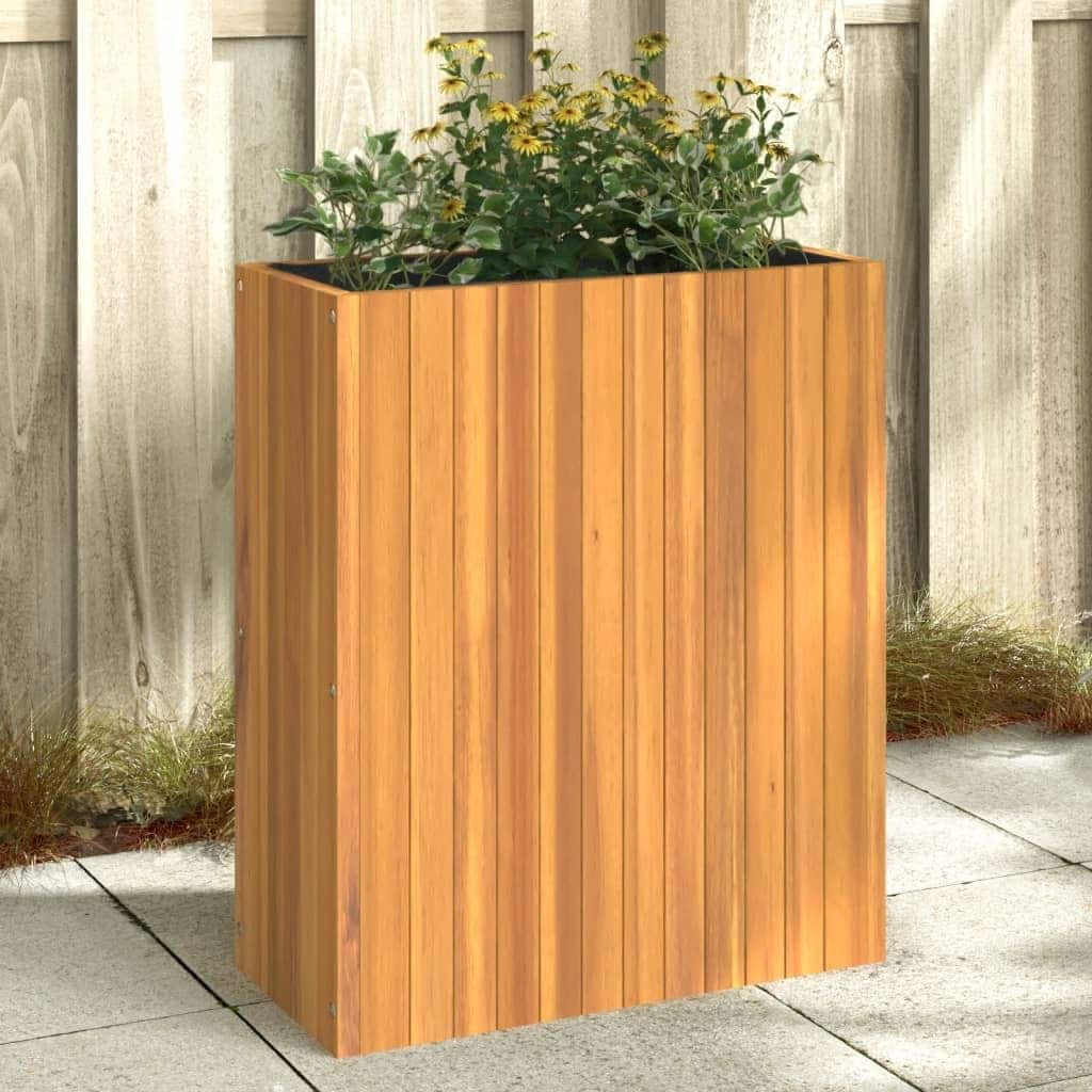 vidaXL Garden Planter Natural Solid Acacia wood 23.2 x 10.8 x 27.6 in - 10.8 x 23.2 x 27.6 in