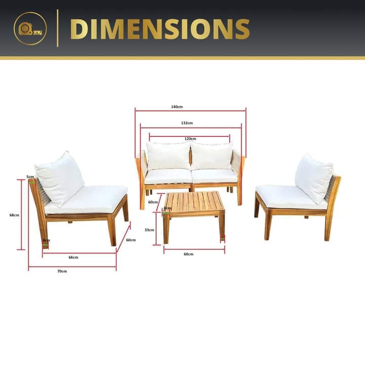 Kinger Home Trena 5-Piece Acacia Wood Patio Furniture Set - 9' x 12'