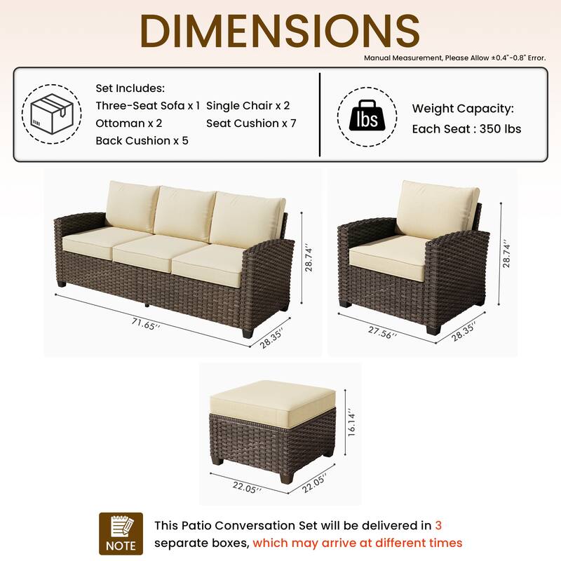 XIZZI 5-piece Patio Furniture Conversation Seating Set