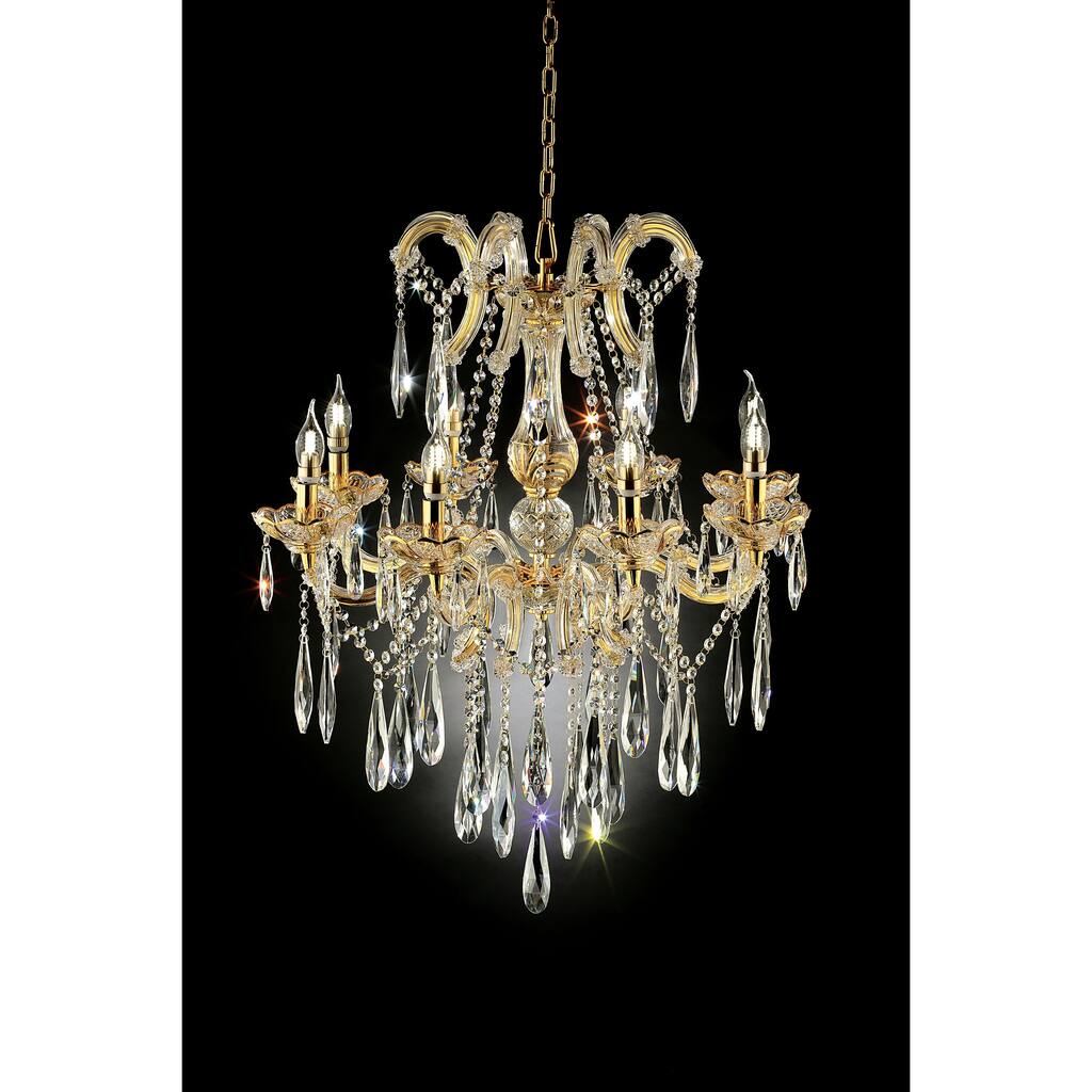 Kobe Glam Gold Meatl Crystal Chain Ceiling Lamp by Furniture of America