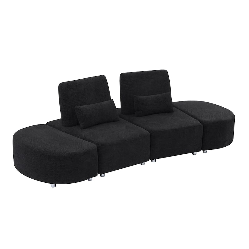 Upholstery Sofa With Two Ottomans Lounge Chair for Living Bedroom