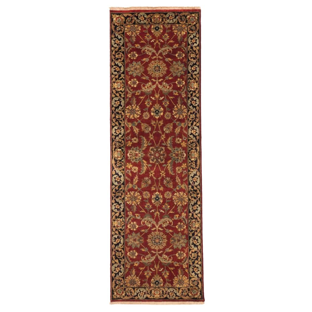 ECARPETGALLERY Hand-knotted Mirzapur Dark Red Wool Rug - 2'4 x 7'10