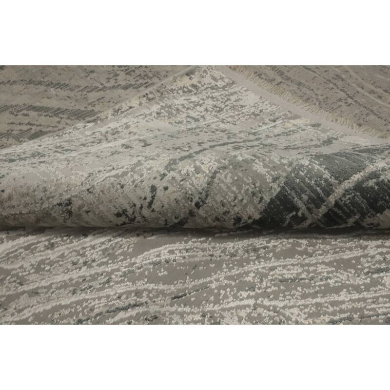 Machine Made Oriental Polyester Carpet Modern Abstract Greys & Charcoal Modern Area Rug - 7' 5'' X 5' 2''