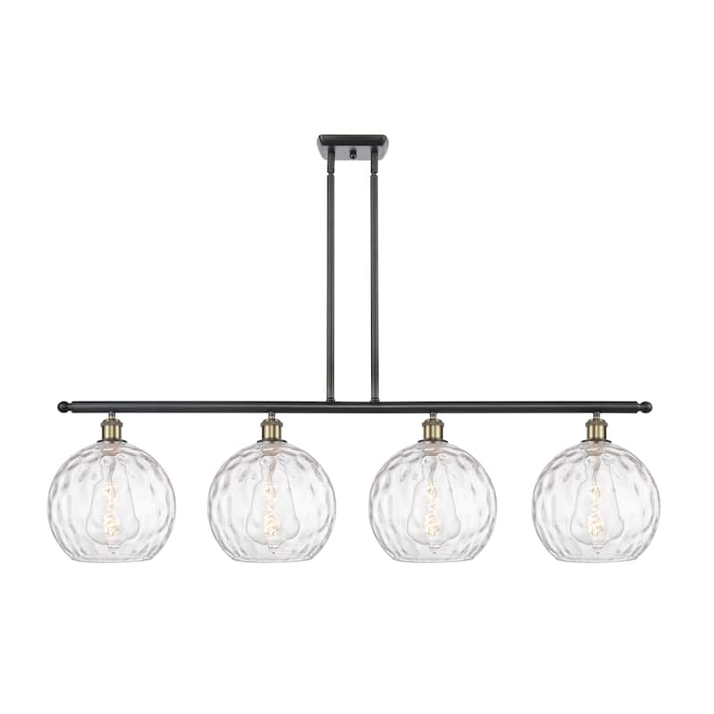 Innovations Lighting Athens Water Glass - 4 Light 48" Island Light - Clear Water Glass/Black Antique Brass