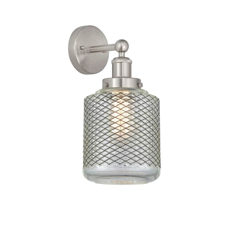 Innovations Lighting 616-1W-12-6 Stanton Sconce Stanton 12" Tall Wall - Brushed Satin Nickel / Clear Crackle