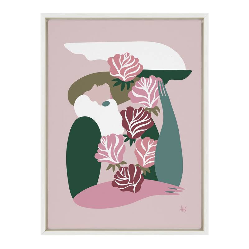 Kate and Laurel Sylvie Abstract 4 Framed Canvas by Maggie Stephenson - 18x24 - Plastic - White