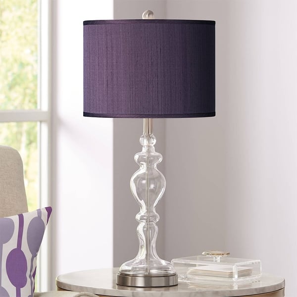 Modern Table Lamp Clear Glass Apothecary Purple Shade for Bedroom 13