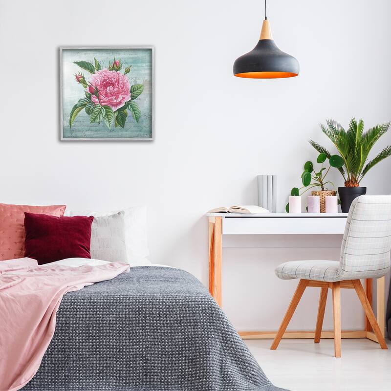 Stupell Pink Dahlia over Rustic Framed Giclee Art Design By Susan Arnot