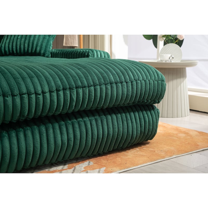 Corduroy lazy sofa bed Living room deep seat sofa with 3 back pillows