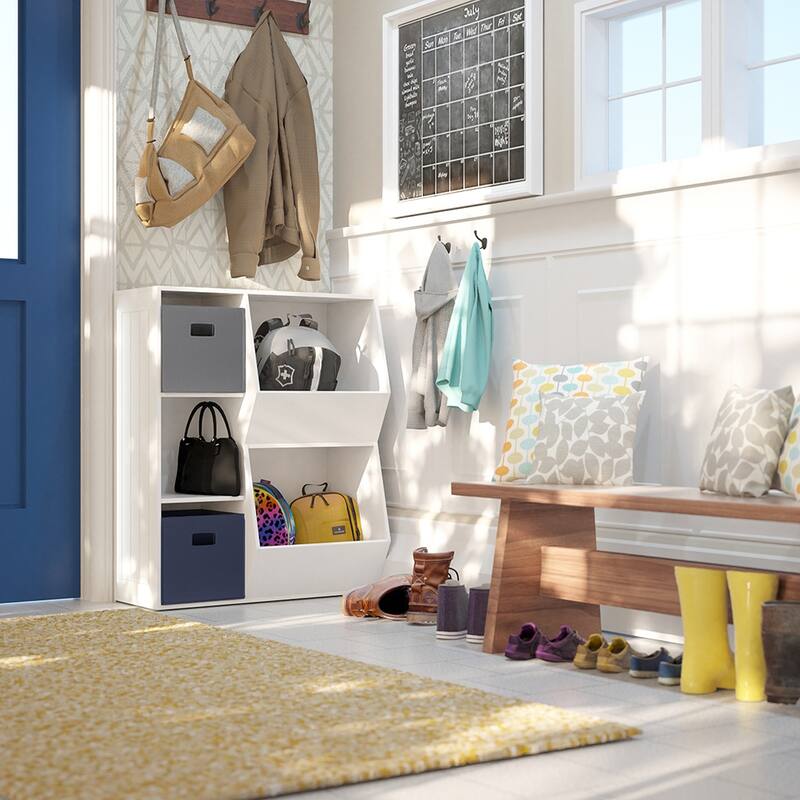 RiverRidge Kids Playroom Toy Organizer and Bookcase with 3 Cubbies and 2 Veggie Storage Bins