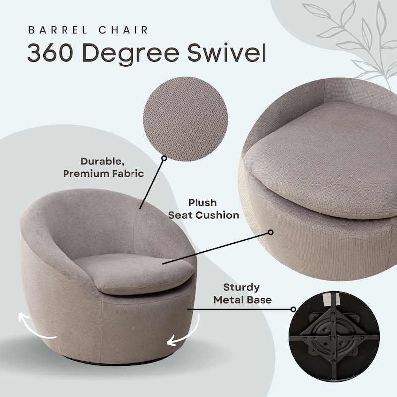 Roundhill Furniture Winnie Modern Swivel Barrel Chair