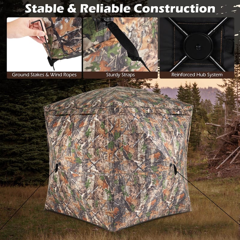 Costway 270° See Through Hunting Blind Tent, 2-3 Person Pop-Up Ground - See Details
