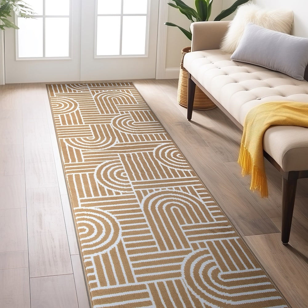 World Rug Gallery Contemporary Stripe Arch Design Durable Area Rug