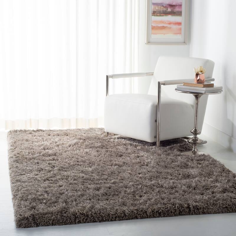 SAFAVIEH Handmade Alvilde Shag Etha Shag Solid Polyester Rug - 4' x 6' - Grey