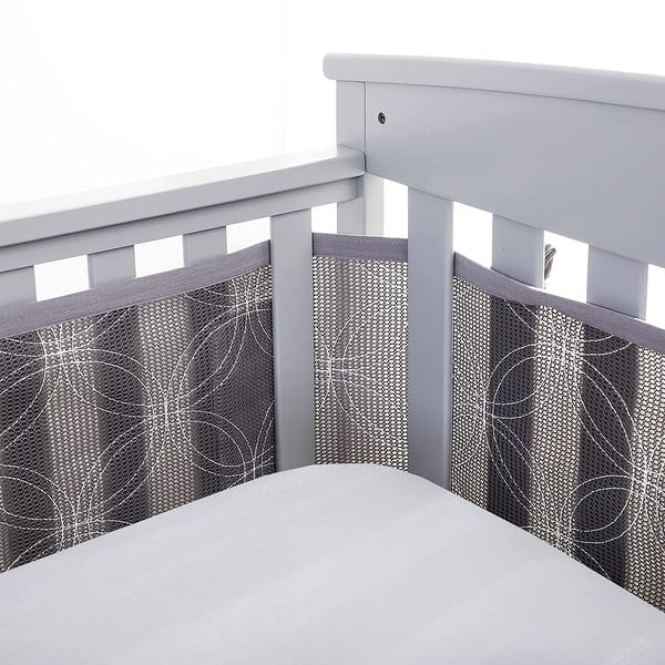 slide 2 of 11, BreathableBaby Breathable Mesh Liner for Full-Size Cribs, Deluxe 4mm Mesh (Size 4FS Covers 3 or 4 Sides) Gray Links