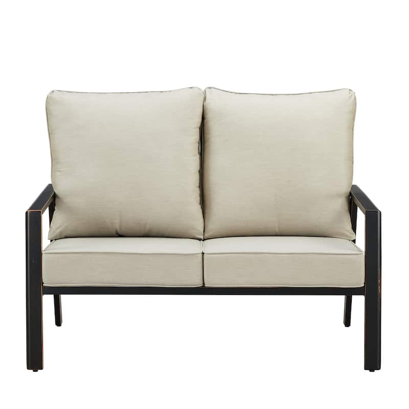 Black Aluminum Deep Seating Deep Seating Loveseat with Cushions