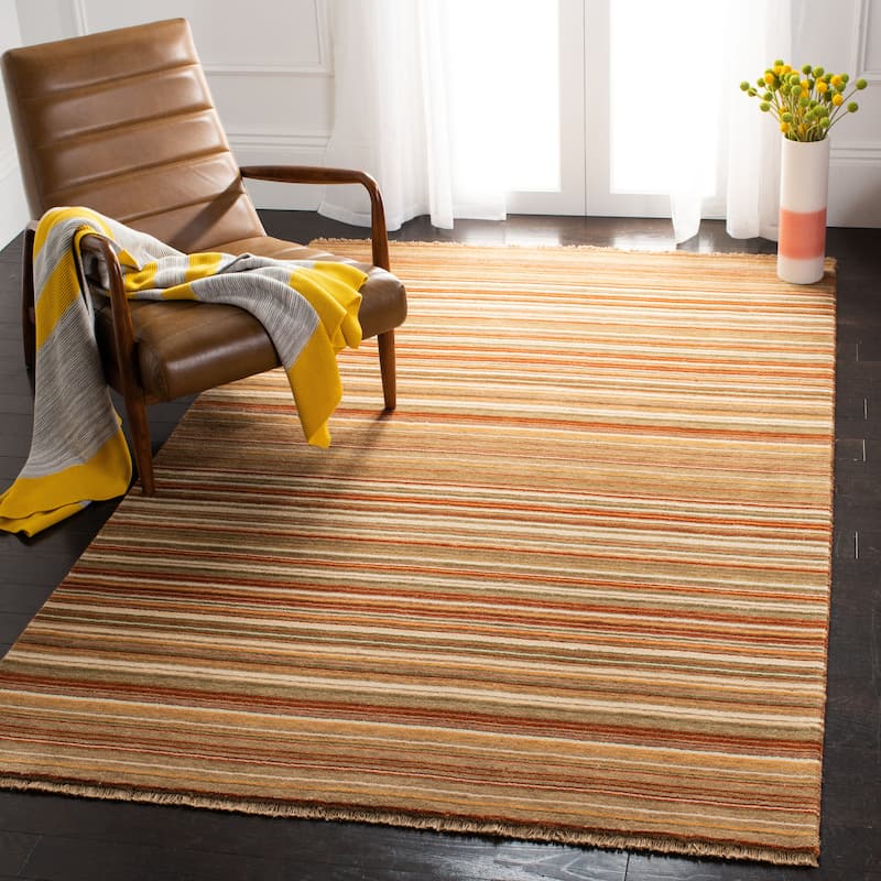 SAFAVIEH Couture Hand-knotted Tibetan Ephrat Modern Wool Rug with - 9' x 12' - Rust/Multi