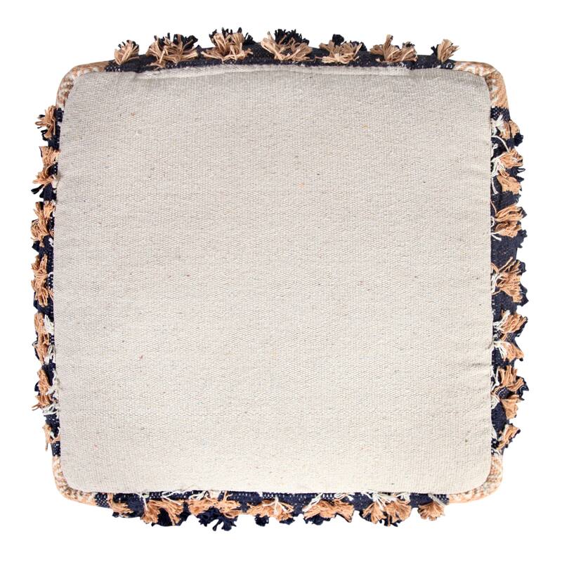 Sevita Navy and Peach Rustic Textured Pouf Ottoman