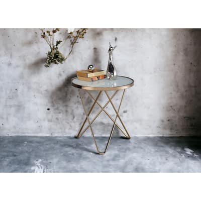 Valora Frosted Glass Top & Champagne Finish End Table
