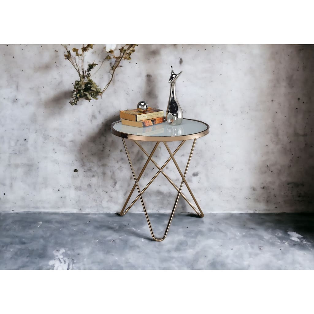 Valora Frosted Glass Top & Champagne Finish End Table