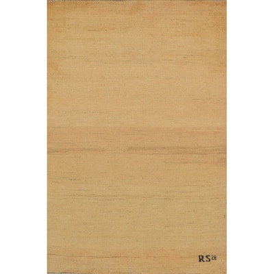 Contemporary Gabbeh Oriental Rug Handmade Modern Wool Carpet - 3'2"x 4'10"