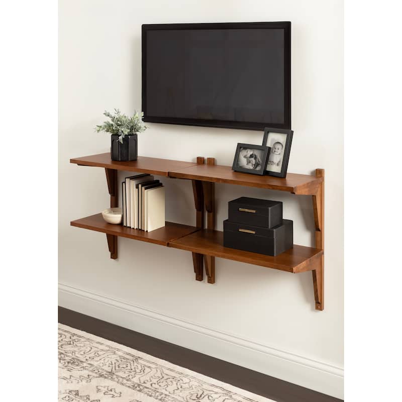 Kate and Laurel Meridien Mid-Century Wall Shelves