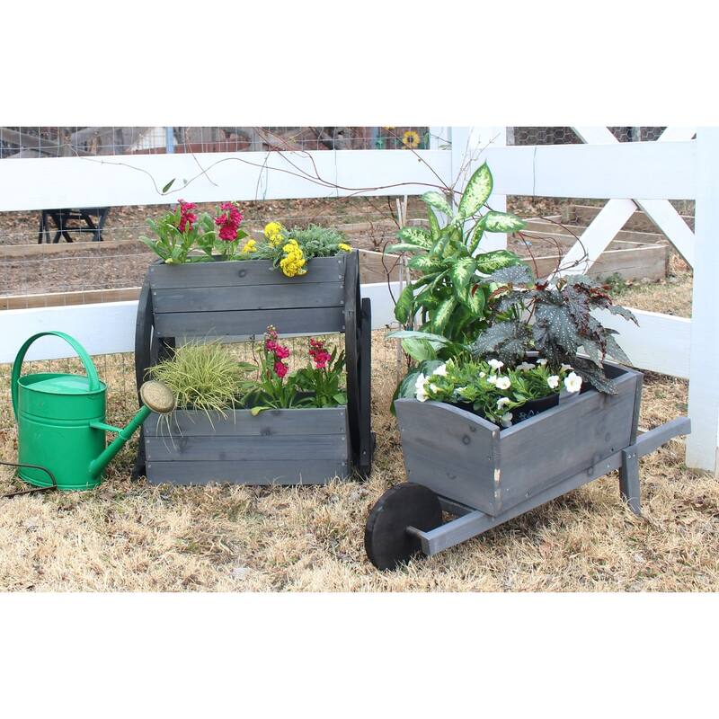 Zylina Wagon Wheel Double Planter - 15 x 11 x 21