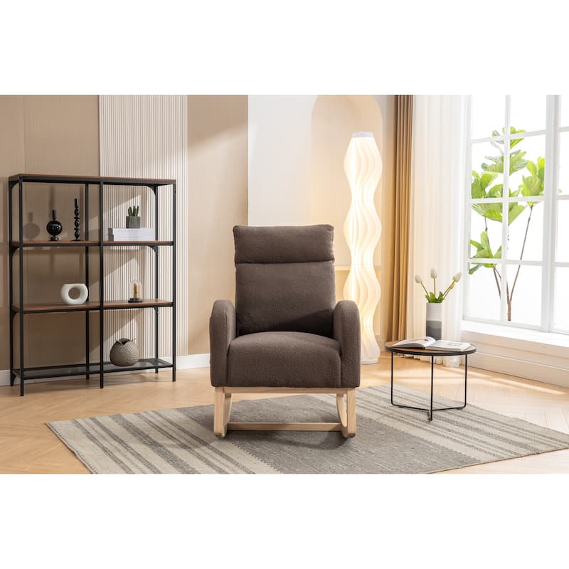 Teddy Fabric Rocking Chair With Right Pocket