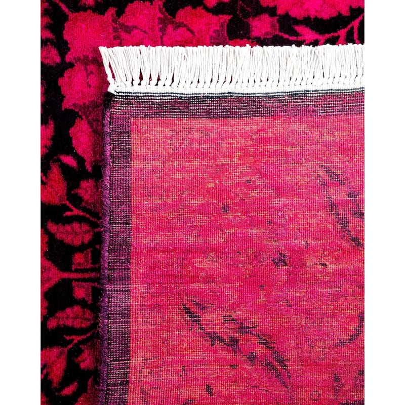 Overton Hand Knotted Wool Vintage Inspired Modern Contemporary Overdyed Pink Runner Rug - 3' 1" x 11' 0"