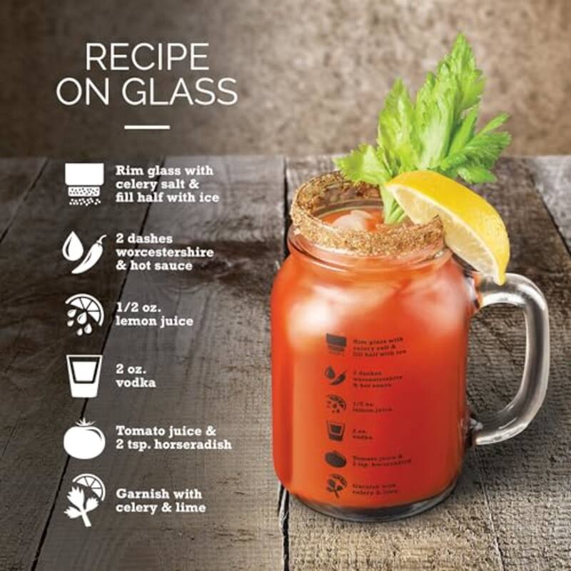 Final Touch Bloody Mary Mason Jar Mugs Set