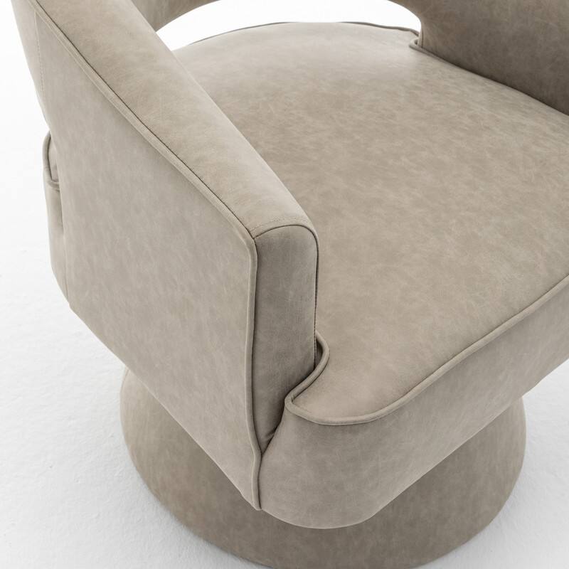 SEYNAR Modern PU Leather 360 Degree Swivel Accent Barrel Chair Set of 2
