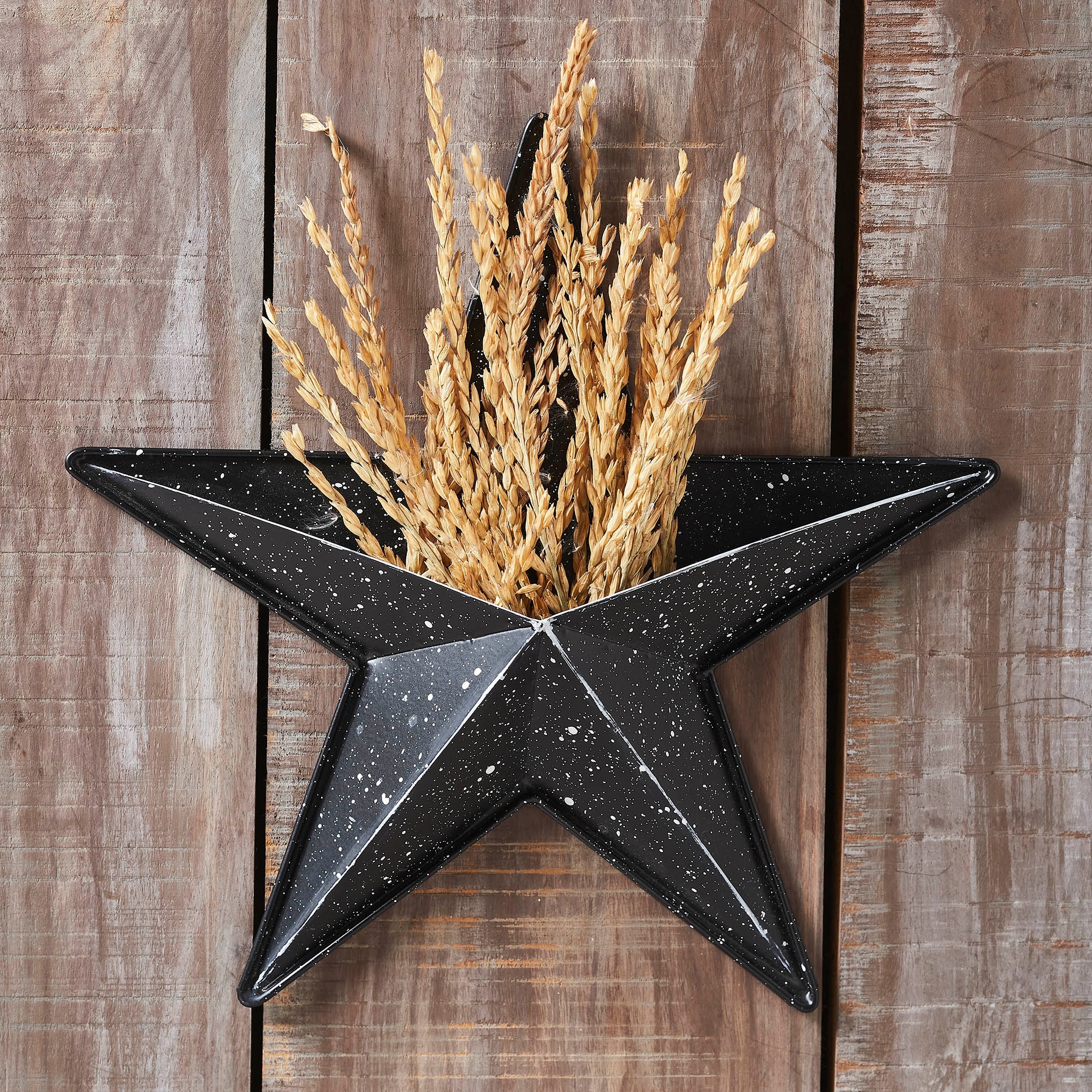 Metal Star Speckled w/ Pocket Black Distressed 12x12