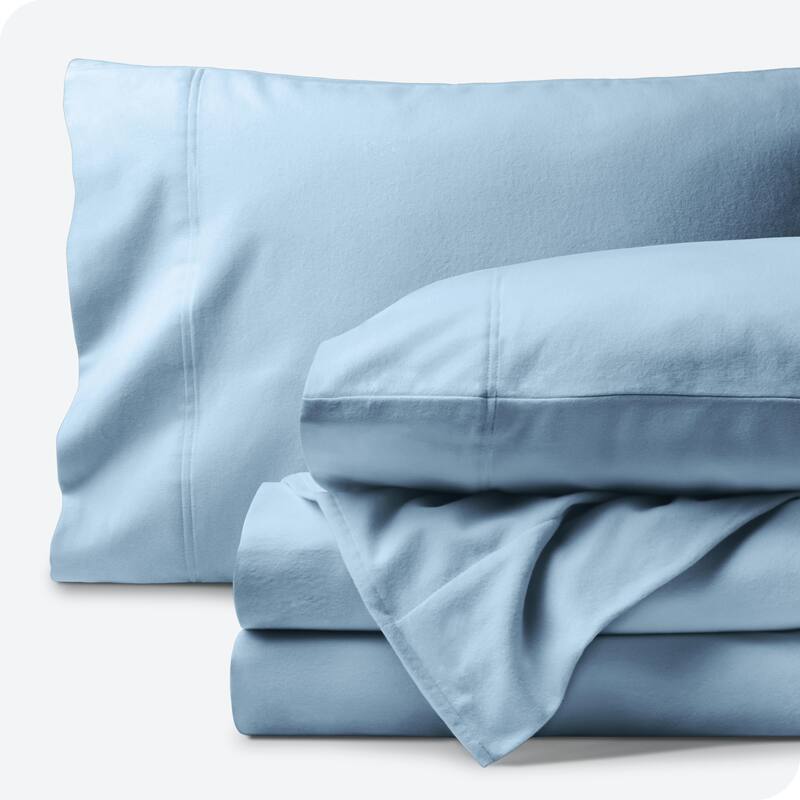 Bare Home Organic Cotton Flannel Sheet Set - Twin XL - Light Blue