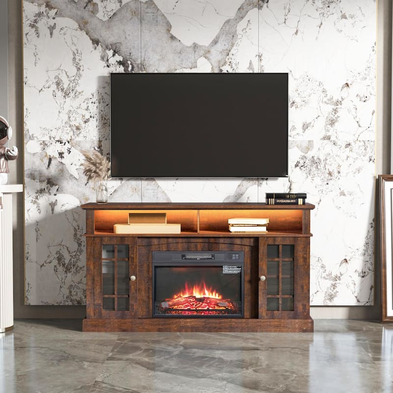 American Design 58.07" Fireplace TV Stand with 23-inch Electric Fireplace for TVs Up to 65"