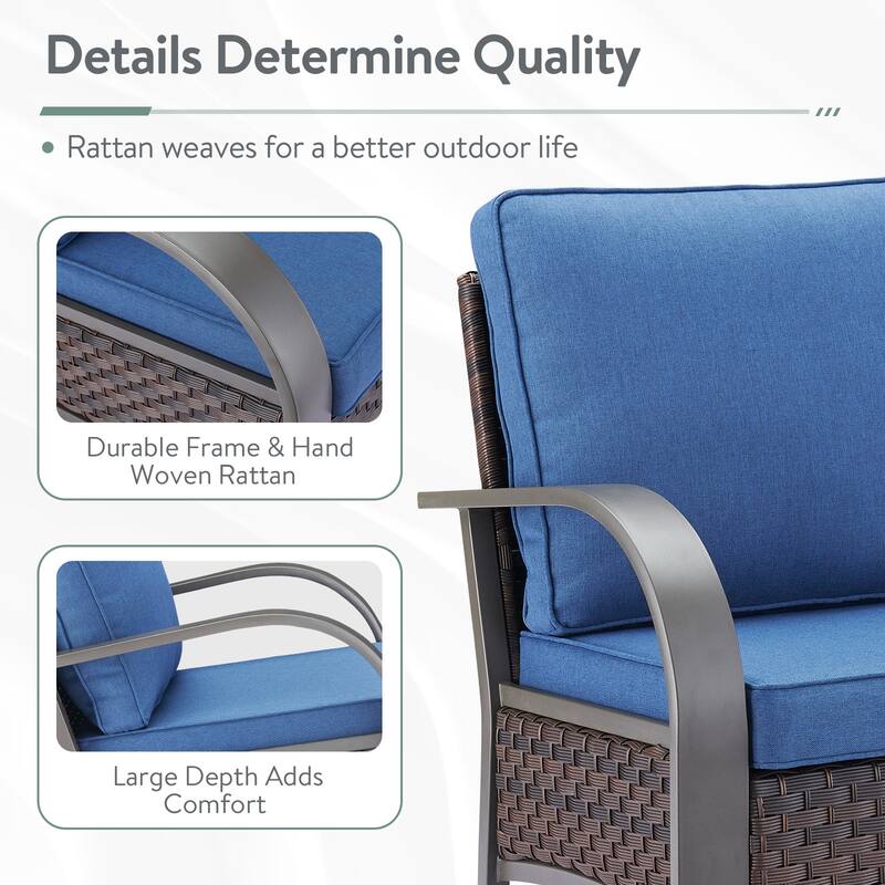 4 Piece Patio Outdoor Chair with Ottomans