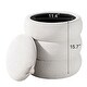 preview thumbnail 8 of 26, Adeco 16" Round Upholstered Storage Ottoman with Wood Lid