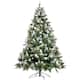 Artificial Christmas Tree Flocked Pine Needle Tree with Cones Red ...