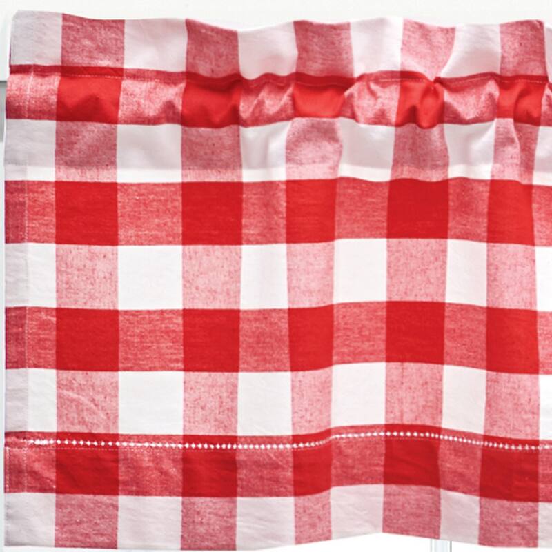 Franklin Check Cotton Window Curtain Valance Set of 2 - 15.5 x 72