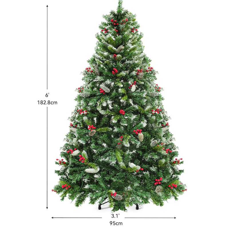 6/7.5/9 FT Pre-Lit Frosted Pine Artificial Christmas Tree with LED Lights