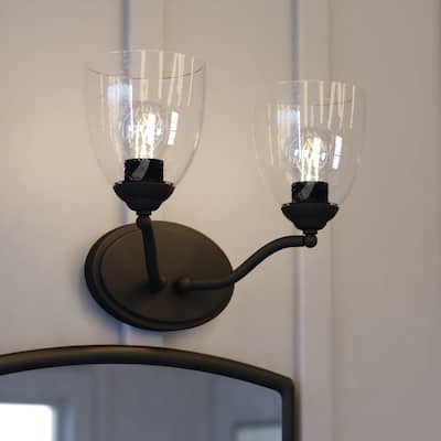 Bellwood Traditional Bathroom Vanity Wall Lighting Fixture, Glass Shade, Dimmable, LED Compatible, Over the Mirror Mount