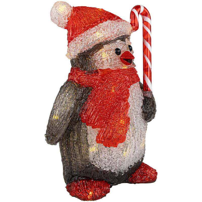 12" LED Acrylic Santa Penguin Outdoor Christmas Decoration - Black